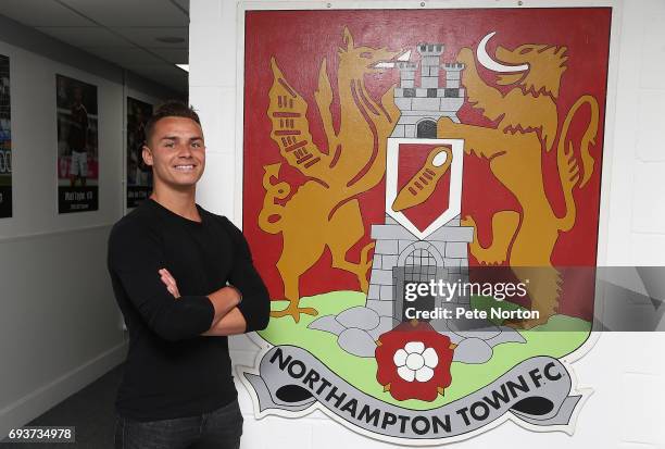 Northampton Town New Signing Billy Waters poses during a photo call at Sixfields on June 8, 2017 in Northampton, England.