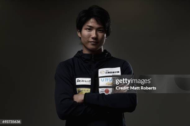 Snowboarder Grim Narita of Japan poses for photograph during a portrait session on June 8, 2017 in Tokyo, Japan.