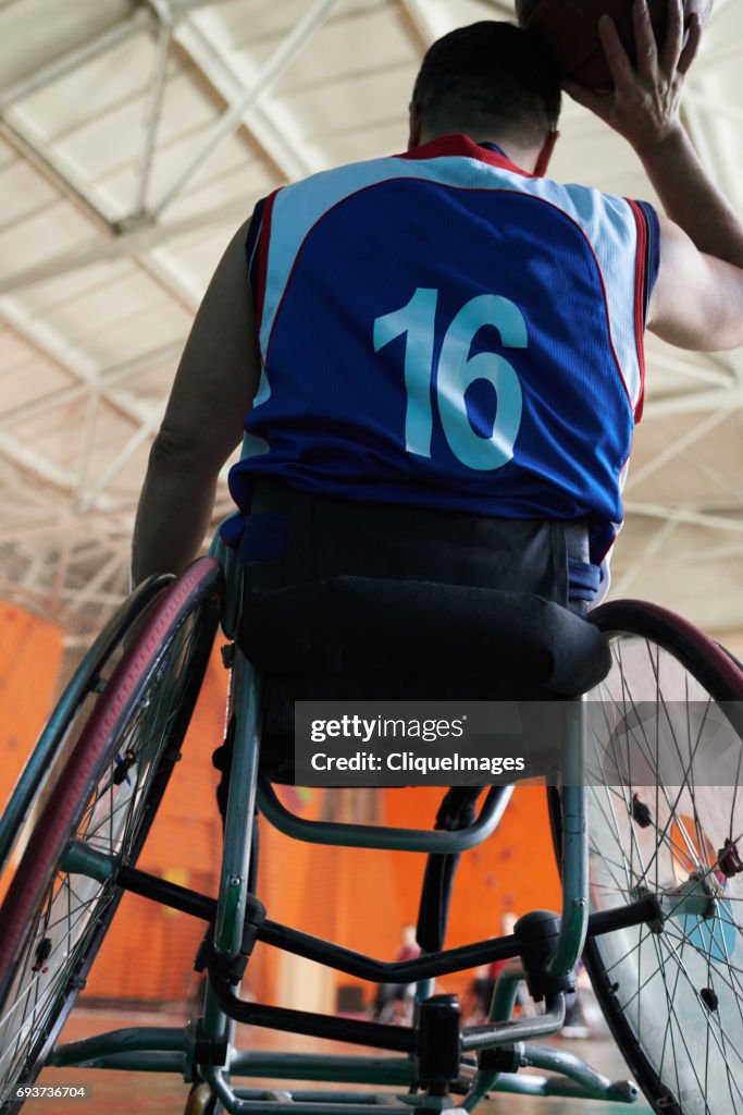 Basketball player in wheelchair