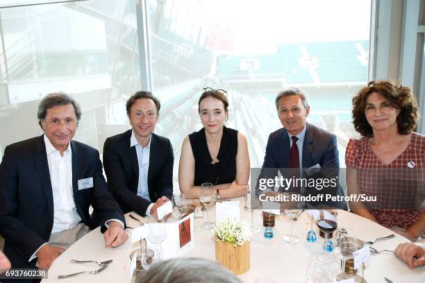Patrick de Carolis, Stephane Bern, President of France Television, Delphine Ernotte, Christophe Beaux and Fabienne Servan-Schreiber attend the...