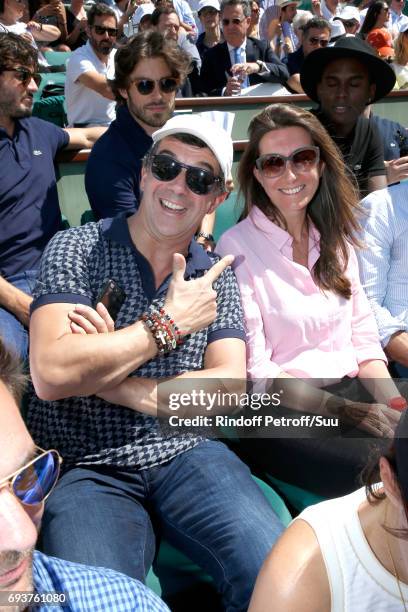 Stephane Plaza and Anne-Claire Coudray attend the 2017 French Tennis Open - Day Twelve at Roland Garros on June 8, 2017 in Paris, France.