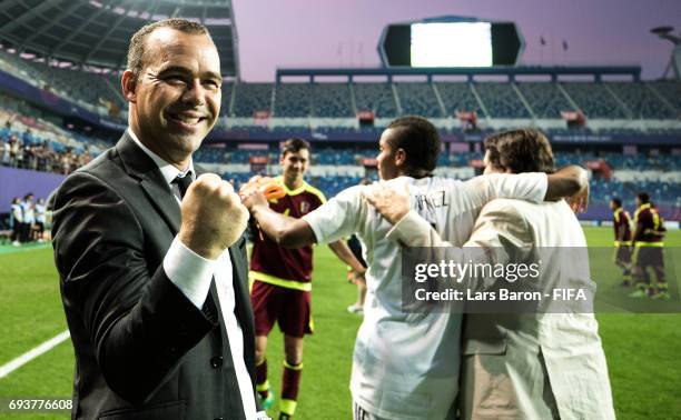 Head coach Rafael Dudamel of Venezuela celebrates after winning the FIFA U-20 World Cup Korea Republic 2017 Semi Final match between Uruguay and...