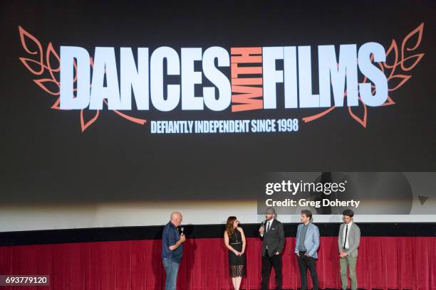 Writer, Producer, Actress Stacey Maltin, Director Dani Tenenbaum and Actors Jay DeYonker and Ben Rappaport attend the Q&A following the "Landing Up"...