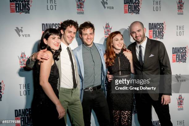 Actors Marzy Hart, Jay DeYonker and Ben Rappaport, Writer, Producer and Actress Stacey Maltin and Director Dani Tenenbaum attend the "Landing Up"...