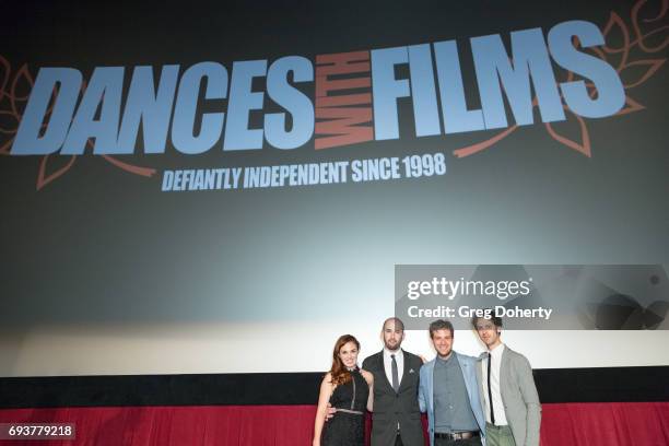 Writer, Producer, Actress Stacey Maltin, Director Dani Tenenbaum and Actors Jay DeYonker and Ben Rappaport attend the Q&A following the "Landing Up"...