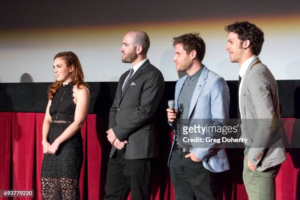 Writer, Producer, Actress Stacey Maltin, Director Dani Tenenbaum and Actors Jay DeYonker and Ben Rappaport attend the Q&A following the "Landing Up"...