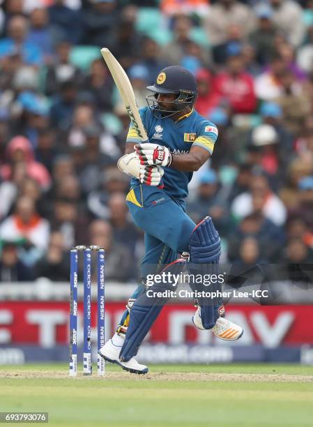 Kusal Perera of Sri Lanka in action during the ICC Champions Trophy Group B match between India and Sri Lanka at The Kia Oval on June 8, 2017 in...