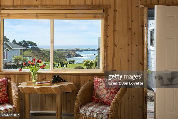 room with a view of ocean - mendocino county stock pictures, royalty-free photos & images