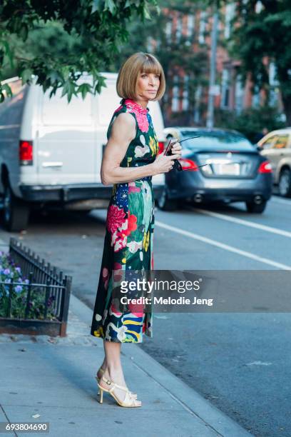 Anna Wintour outside the Stella McCartney Spring 18 presentation on June 8, 2017 in New York City.