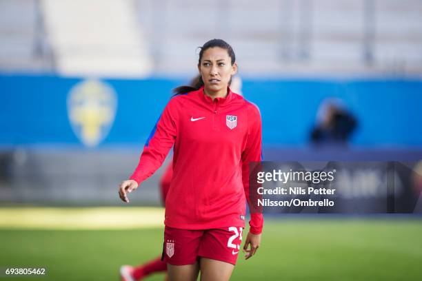 Christen Press of USA during the international friendly between Sweden and USA at Ullevi Stadium on June 8, 2017 in Gothenburg, Sweden.
