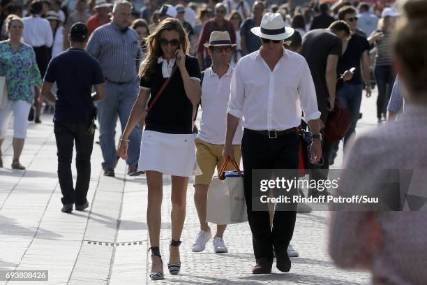 Hugh Grant and his wife Anna are spotted at Roland Garros on June 8, 2017 in Paris, France.