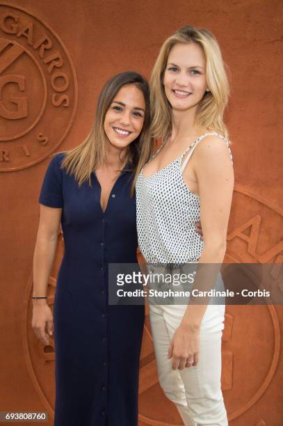 Actresses Alice Belaidi and Margot Bancilhon attend the French Tennis Open 2017 - Day Twelve at Roland Garros on June 8, 2017 in Paris, France.
