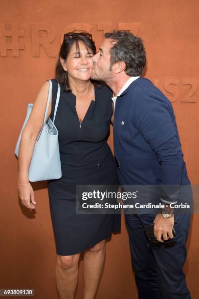 Valerie Expert and Bernard Montiel attend the French Tennis Open 2017 - Day Twelve at Roland Garros on June 8, 2017 in Paris, France.