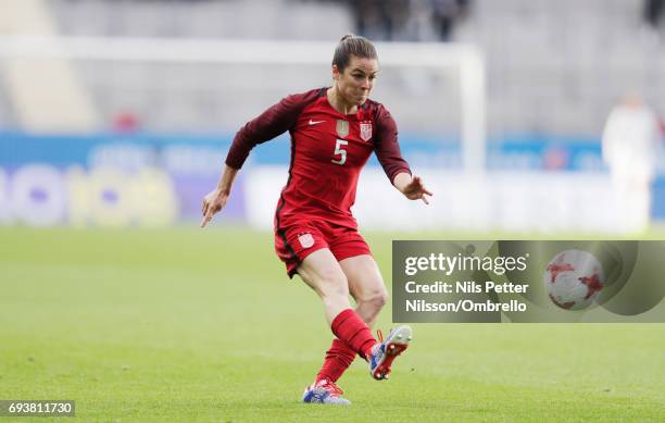 Kelley O'Hara of USA during the international friendly between Sweden and USA at Ullevi Stadium on June 8, 2017 in Gothenburg, Sweden.