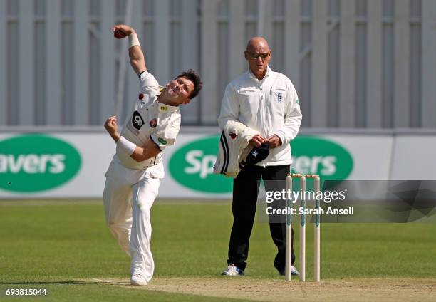 Yasir Shah of Kent bowls on his county cricket debut during the Specsavers County Championship Division Two match between Kent and Durham at The...