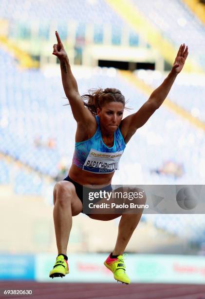Paraskevi Papachristou of Greece competes in the triple jump women during the Golden Gala Pietro Mennea at Stadio Olimpico on June 8, 2017 in Rome,...