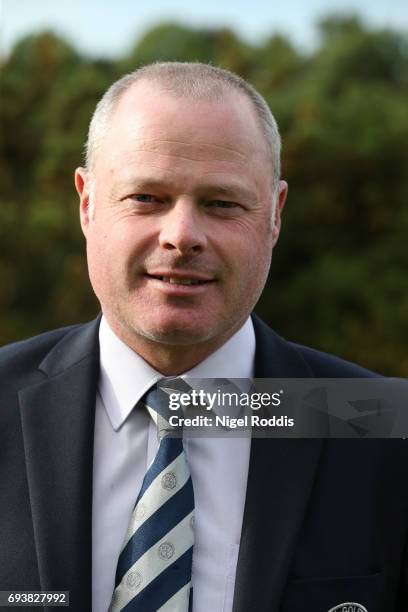 Adrian Ambler poses for pictures after winning the Lombard Trophy North Qualifier at Moortown Golf Club on June 8, 2017 in Leeds, England.