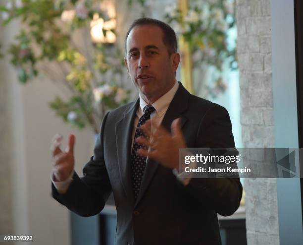 Host Jerry Seinfeld speaks at the GOOD+ Foundation & MR PORTER Host Fatherhood Lunch With Jerry Seinfeld at Le Coucou on June 8, 2017 in New York...