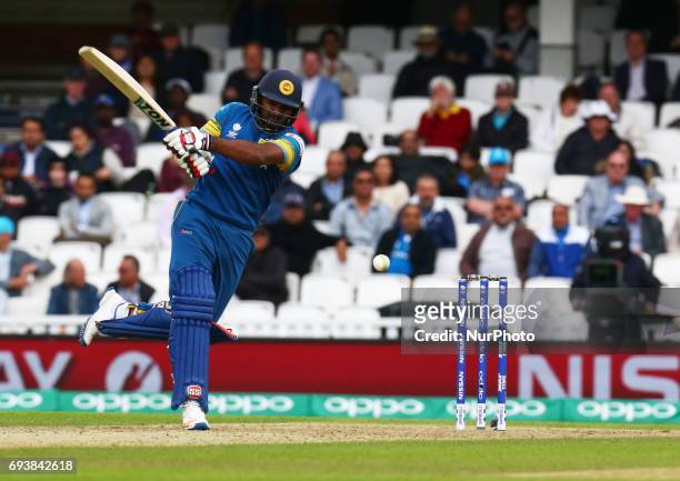 Kusal Perera of Sri Lanka during the ICC Champions Trophy match Group B between India and Sri Lanka at The Oval in London on June 08, 2017
