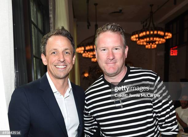Late Night Host Seth Meyers and Designer Todd Snyder attend the GOOD+ Foundation & MR PORTER Host Fatherhood Lunch With Jerry Seinfeld at Le Coucou...