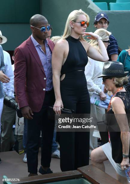 Lindsey Vonn and Kenan Smith attend day 12 of the 2017 French Open, second Grand Slam of the season at Roland Garros stadium on June 8, 2017 in...