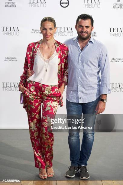 Carola Baleztena and Emiliano Suarez attend Paco Rabanne exhibition at the Real Academia de Bellas Artes de San Fernando on June 8, 2017 in Madrid,...