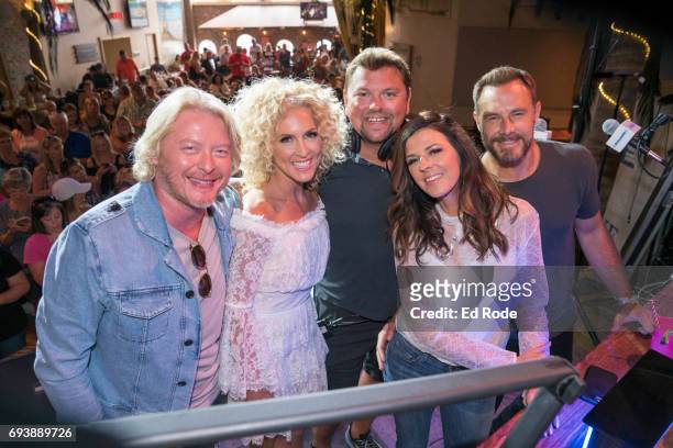 Phillip Sweet, Kimberly Schlapman, Storme Warren, Karen Fairchild and Jimi Westbrook attend SiriusXM's The Music Row Happy Hour Live on The Highway...