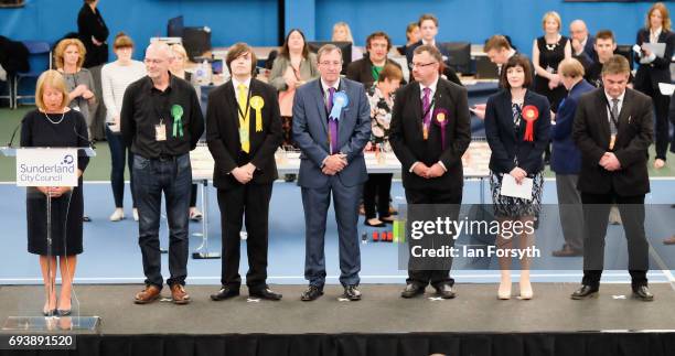 Labour's Bridget Maeve Phillipson is declared winner of the Houghton and Sunderland South constituency is announced at the Silksworth Community Pool,...