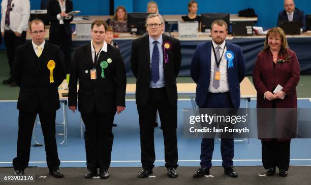 Labour's Sharon Hodgson reacts as she is declared winner of the Washington and Sunderland West constituency on June 8, 2017 in Sunderland, United...