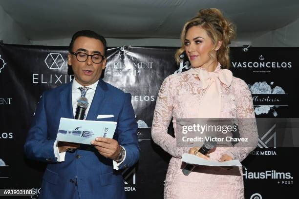 Adal Ramones and Aracely Arambula attend the "Mano A Mano" exposition on June 7, 2017 in Mexico City, Mexico. The objective of this exhibition is to...