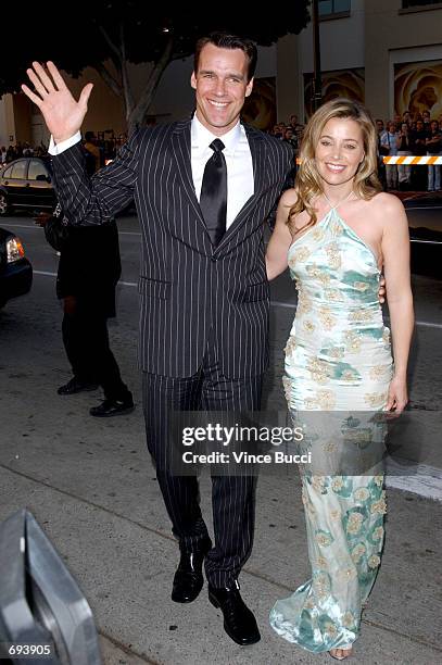 Actor David James Elliott and his wife Nanci attends the 28th Annual Peoples Choice Awards at the Pasadena Civic Center January 13, 2002 in Pasadena,...