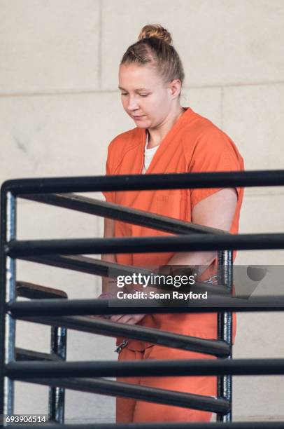 Reality Winner exits the Augusta Courthouse June 8, 2017 in Augusta, Georgia. Winner is an intelligence industry contractor accused of leaking...
