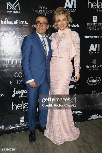 Adal Ramones and Aracely Arambula attend the "Mano A Mano" exposition on June 7, 2017 in Mexico City, Mexico. The objective of this exhibition is to...