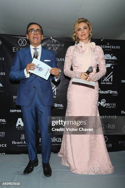 Adal Ramones and Aracely Arambula attend the "Mano A Mano" exposition on June 7, 2017 in Mexico City, Mexico. The objective of this exhibition is to...