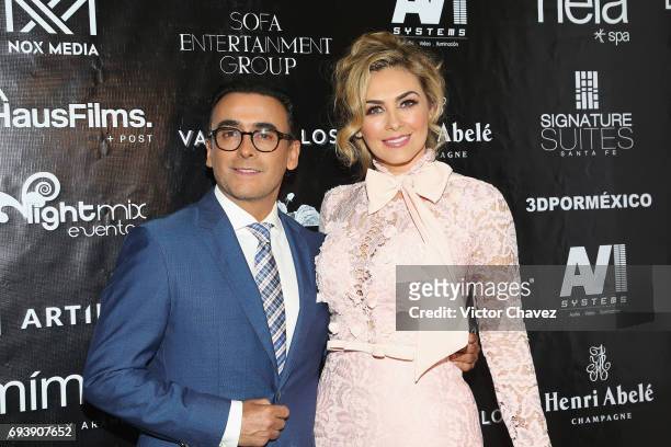 Adal Ramones and Aracely Arambula attend the "Mano A Mano" exposition on June 7, 2017 in Mexico City, Mexico. The objective of this exhibition is to...