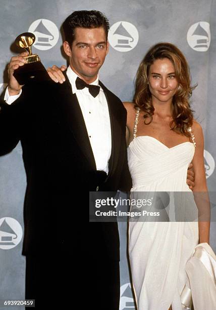 Harry Connick Jr. And wife Jill Goodacre attend the 33rd Annual Grammy Awards circa 1991 in New York City.