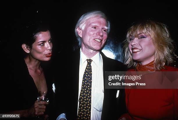 1980s: Bianca Jagger, Andy Warhol and Debbie Harry circa 1980s in New York City.