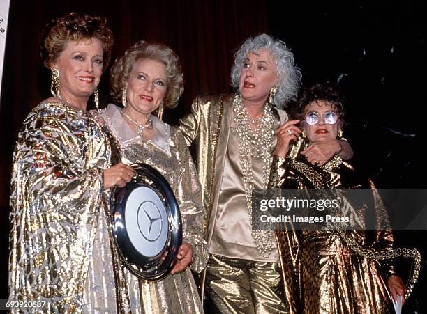 Rue McClanahan, Betty White, Bea Arthur and Estelle Getty attend the Night of 100 Stars III After-Party circa 1990 in New York City.