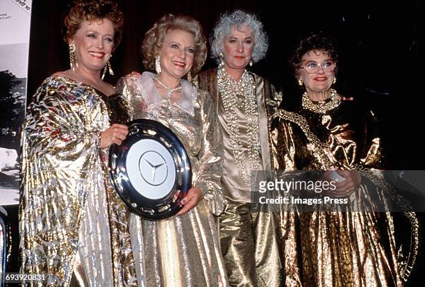 Rue McClanahan, Betty White, Bea Arthur and Estelle Getty attend the Night of 100 Stars III After-Party circa 1990 in New York City.