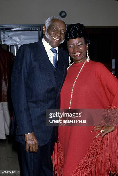 Celia Cruz and husband Pedro Knight at the Telethon for Colombia circa 1985 in New York City.