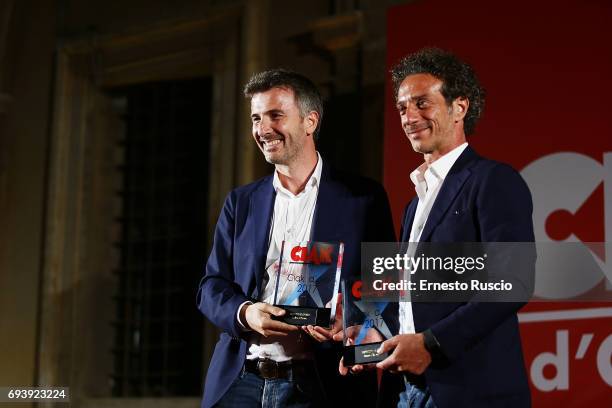 Salvatore Ficarra and Valentino Picone receive the Ciak D'Oro 2017 award at Link Campus University on June 8, 2017 in Rome, Italy.