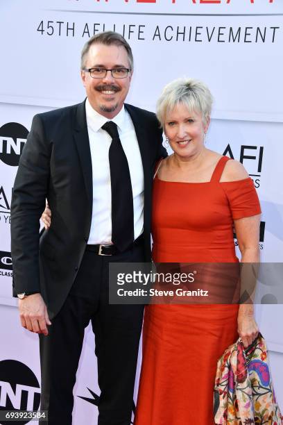 Writer-producer Vince Gilligan and producer Holly Rice arrive at the AFI Life Achievement Award Gala Tribute to Diane Keaton at Dolby Theatre on June...