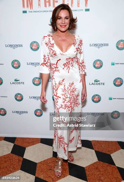 Personality from 'The Real Housewives of New York City' Luann D'Agostino attends the Roland-Garros reception at French Consulate on June 8, 2017 in...