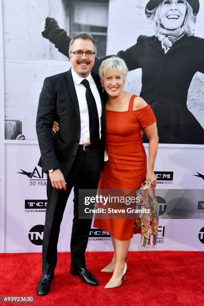 Writer-producer Vince Gilligan and producer Holly Rice arrive at the AFI Life Achievement Award Gala Tribute to Diane Keaton at Dolby Theatre on June...