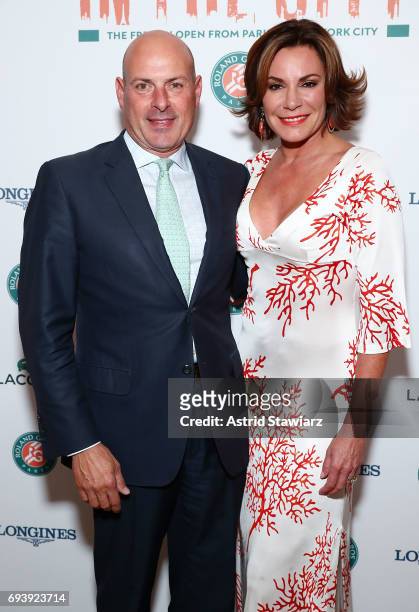 Personalities from 'The Real Housewives of New York City' Tom D'Agostino Jr. And Luann D'Agostino attend the Roland-Garros reception at French...