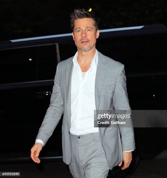 Brad Pitt is seen on June 8, 2017 in New York City.