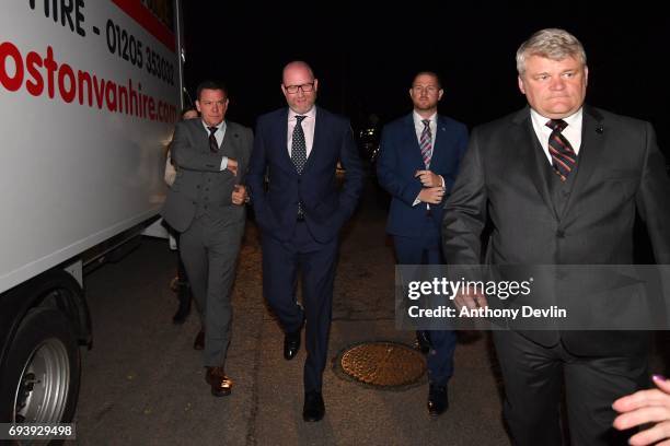 Leader Paul Nuttall arrives at the vote count for the constituency of Boston and Skegness is underway following voting in today's General Election on...