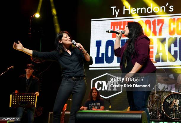 Musicians Sonia Leigh and Kree Harrison perform onstage during the 2017 Concert for Love & Acceptance on June 8, 2017 in Nashville, Tennessee.
