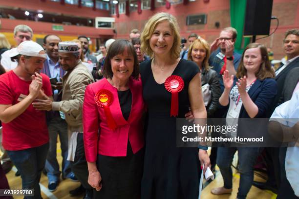 Jo Stevens, Labour MP for Cardiff Central and Anna Anna McMorrin, Labour MP for Cardiff North pose for a picture after winning their respective seats...