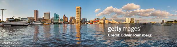 baltimore skyline panorama - baltimore maryland daytime stock pictures, royalty-free photos & images